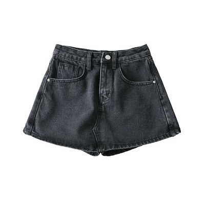 Summer Anti Slip Broad Leg A Line Skirt High Waist Denim Shorts Women