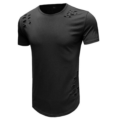 Summer Round Collar Solid Color T Shirt Male Loose Short Sleeve