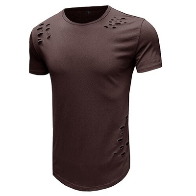 Summer Round Collar Solid Color T Shirt Male Loose Short Sleeve