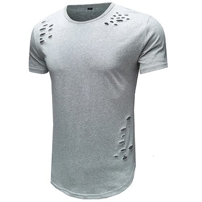 Summer Round Collar Solid Color T Shirt Male Loose Short Sleeve