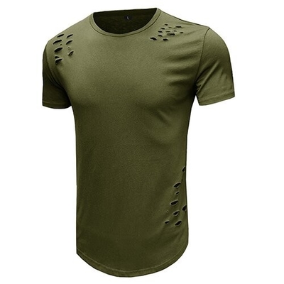 Summer Round Collar Solid Color T Shirt Male Loose Short Sleeve