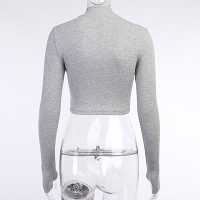 OEM Autumn  New Slim Solid Sympotic cotton v-neck Long -sleeved Top