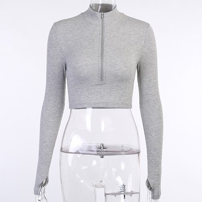 OEM Autumn  New Slim Solid Sympotic cotton v-neck Long -sleeved Top
